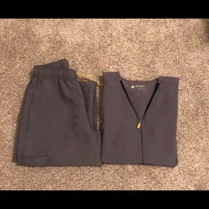 Wonderwink Scrubs Set, Small Petite in Gray